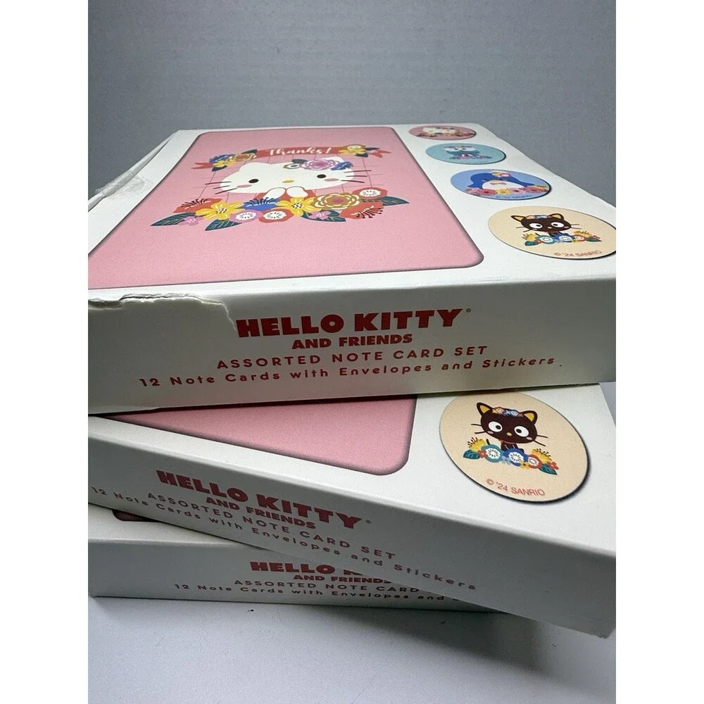 Hello Kitty 3 Pack Of 12 Bundle Note Card Set 36 Total Thanks Note Cards New